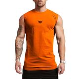 Ghassy Co. Erkek Nem Emici Hızlı Kuruma Atletik Teknik Performans Sporcu Sıfır Kol T-Shirt - L - Turuncu