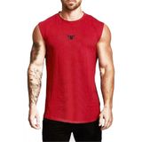 Ghassy Co. Erkek Nem Emici Hızlı Kuruma Atletik Teknik Performans Sporcu Sıfır Kol T-Shirt - M - Kırmızı