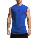 Ghassy Co. Erkek Nem Emici Hızlı Kuruma Atletik Teknik Performans Sporcu Sıfır Kol T-Shirt - Mavi