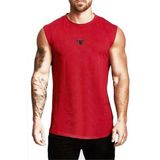 Ghassy Co. Erkek Nem Emici Hızlı Kuruma Atletik Teknik Performans Sporcu Sıfır Kol T-Shirt - S - Kırmızı