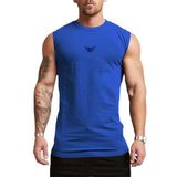 Ghassy Co. Erkek Nem Emici Hızlı Kuruma Atletik Teknik Performans Sporcu Sıfır Kol T-Shirt - S - Mavi