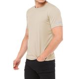 Ghassy Co. Erkek Nem Emici Hızlı Kuruma Atletik Teknik Performans T-Shirt - L - Bej