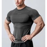 Ghassy Co. Erkek Nem Emici Hızlı Kuruyan Renk Solmayan Atletik Teknik Fitness Spor T-shirt FÜME L