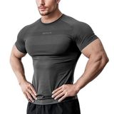 Ghassy Co. Erkek Nem Emici Hızlı Kuruyan Renk Solmayan Atletik Teknik Fitness Spor T-shirt FÜME S