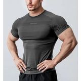 Ghassy Co. Erkek Nem Emici Hızlı Kuruyan Renk Solmayan Atletik Teknik Fitness Spor T-Shirt - Füme