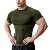 Ghassy Co. Erkek Nem Emici Hızlı Kuruyan Renk Solmayan Atletik Teknik Fitness Spor T-shirt HAKİ S