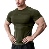 Ghassy Co. Erkek Nem Emici Hızlı Kuruyan Renk Solmayan Atletik Teknik Fitness Spor T-shirt HAKİ XL