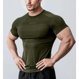 Ghassy Co. Erkek Nem Emici Hızlı Kuruyan Renk Solmayan Atletik Teknik Fitness Spor T-shirt HAKİ XXL
