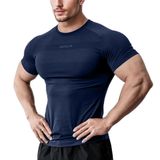 Ghassy Co. Erkek Nem Emici Hızlı Kuruyan Renk Solmayan Atletik Teknik Fitness Spor T-shirt LACİVERT S