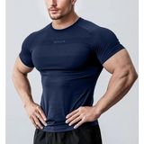 Ghassy Co. Erkek Nem Emici Hızlı Kuruyan Renk Solmayan Atletik Teknik Fitness Spor T-Shirt - Lacivert