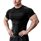 Ghassy Co. Erkek Nem Emici Hızlı Kuruyan Renk Solmayan Atletik Teknik Fitness Spor T-shirt SİYAH XL
