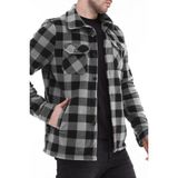 Ghassy Co. Erkek Oduncu Düğmeli Çift Cepli Ekose Polar Outdoor Gömlek Ceket - Füme