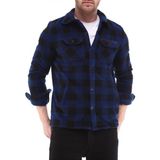 Ghassy Co. Erkek Oduncu Düğmeli Çift Cepli Ekose Polar Outdoor Gömlek Ceket - İndigo