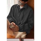 Ghassy Co. Erkek Oversize Ayarlanabilir Bel Lastikli Gömlek Yaka Polar Sweatshirt - Füme