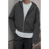 Ghassy Co. Erkek Pamuklu Günlük Rahat Ilkbahar ve Sonbahar Çok Yönlü Kemer Boy Kapüşonlu Sweatshirt - 2XL - Füme