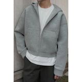 Ghassy Co. Erkek Pamuklu Günlük Rahat İlkbahar ve Sonbahar Çok Yönlü Kemer Boy Kapüşonlu Sweatshirt GRİ
