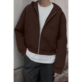 Ghassy Co. Erkek Pamuklu Günlük Rahat İlkbahar ve Sonbahar Çok Yönlü Kemer Boy Kapüşonlu Sweatshirt KAHVE