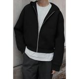 Ghassy Co. Erkek Pamuklu Günlük Rahat Ilkbahar ve Sonbahar Çok Yönlü Kemer Boy Kapüşonlu Sweatshirt - XL - Siyah