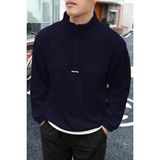 Ghassy Co. Erkek Polar Sweatshirt Yarım Fermuarlı Dik Yaka %100 Polyester Unisex Kullanıma Uygun - Lacivert - XL