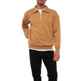 Ghassy Co. Erkek Polo Yaka Oversize Yarım Fermuarlı Sweatshirt TARÇIN S