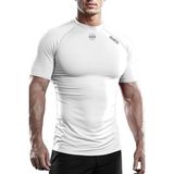 Ghassy Co. Erkek Premium Nefes Alabilen Hızlı Kuruma Koşu Fitness Reflektör Armalı Spor T-Shirt - 2XL - Beyaz