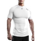 Ghassy Co. Erkek Premium Nefes Alabilen Hızlı Kuruma Koşu Fitness Reflektör Armalı Spor T-shirt BEYAZ M