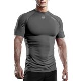 Ghassy Co. Erkek Premium Nefes Alabilen Hızlı Kuruma Koşu Fitness Reflektör Armalı Spor T-shirt FÜME L