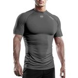 Ghassy Co. Erkek Premium Nefes Alabilen Hızlı Kuruma Koşu Fitness Reflektör Armalı Spor T-shirt FÜME XXL