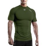 Ghassy Co. Erkek Premium Nefes Alabilen Hızlı Kuruma Koşu Fitness Reflektör Armalı Spor T-shirt HAKİ XL