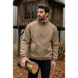 Ghassy Co. Erkek Pro Termal Iç Dış Sherpa Sonbahar Kış Tam Fermuarlı Peluş Sweatshirt - Bej