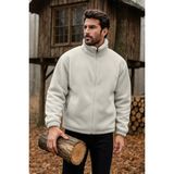 Ghassy Co. Erkek Pro Termal Iç Dış Sherpa Sonbahar Kış Tam Fermuarlı Peluş Sweatshirt - Ekru