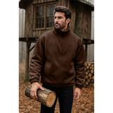 Ghassy Co. Erkek Pro Termal Iç Dış Sherpa Sonbahar Kış Tam Fermuarlı Peluş Sweatshirt - Kahve