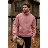 Ghassy Co. Erkek Pro Termal Iç Dış Sherpa Sonbahar Kış Tam Fermuarlı Peluş Sweatshirt - Pudra - 2XL