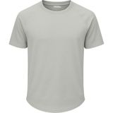 Ghassy Co. Erkek Reglan Oval Kesim Pamuk Yumuşak Dokulu Bisiklet Yaka T-Shirt - Açık Grı - 2XL