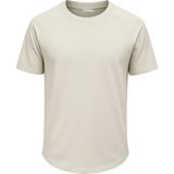 Ghassy Co. Erkek Reglan Oval Kesim Pamuk Yumuşak Dokulu Bisiklet Yaka T-Shirt - Taş - XL