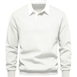 Ghassy Co. Erkek Retro Renk Bloklu Pamuklu Gömlek Yaka Sweatshirt - 2XL - Beyaz