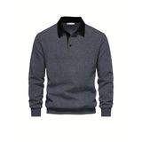 Ghassy Co. Erkek Retro Renk Bloklu Pamuklu Gömlek Yaka Sweatshirt ANTRASİT M