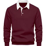 Ghassy Co. Erkek Retro Renk Bloklu Pamuklu Gömlek Yaka Sweatshirt BORDO M