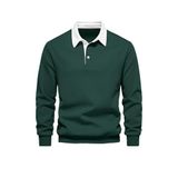 Ghassy Co. Erkek Retro Renk Bloklu Pamuklu Gömlek Yaka Sweatshirt Nefti M