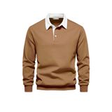 Ghassy Co. Erkek Retro Renk Bloklu Pamuklu Gömlek Yaka Sweatshirt TARÇIN L