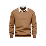 Ghassy Co. Erkek Retro Renk Bloklu Pamuklu Gömlek Yaka Sweatshirt TARÇIN M