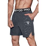 Ghassy Co. Erkek Runnig Pro Elastik Bel Nefes Alabilen Koşu Fitness Spor Şortu FÜME XL