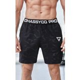 Ghassy Co. Erkek Runnig Pro Elastik Bel Nefes Alabilen Koşu Fitness Spor Şortu SİYAH M
