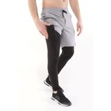 Ghassy Co. Erkek Running Compression Hızlı Kuruma Micropoly Halısaha Antrenman Gym Fitness Koşu Uzun Taytlı Şort - XL - Açık Gri