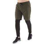 Ghassy Co. Erkek Running Compression Hızlı Kuruma Micropoly Halısaha Antrenman Gym Fitness Koşu Uzun Taytlı Şort - XL - Haki