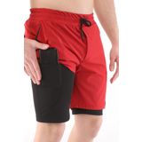 Ghassy Co. Erkek Running Hızlı Kuruma Micropolyester Arka Fermuar Cepli Hananlu Halkalı Antrenman Futbol Fitness Kısa Taytlı Şort KIRMIZI M, G Design By Company