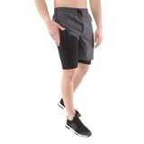Ghassy Co Erkek Running Hızlı Kuruma Micropolyester Arka Fermuar Cepli ve Havlu Halkalı Antrenman Futbol Fitness Kısa Taytlı Şort FÜME 3XL