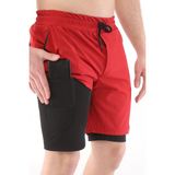 Ghassy Co Erkek Running Hızlı Kuruma Micropolyester Arka Fermuar Cepli ve Havlu Halkalı Antrenman Futbol Fitness Kısa Taytlı Şort KIRMIZI 3XL