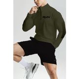 Ghassy Co. Erkek Running Hızlı Kuruma Nem Emici Teknik Performan Uzun Kollu T-shirt Haki M