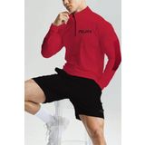 Ghassy Co. Erkek Running Hızlı Kuruma Nem Emici Teknik Performan Uzun Kollu T-shirt KIRMIZI XXL